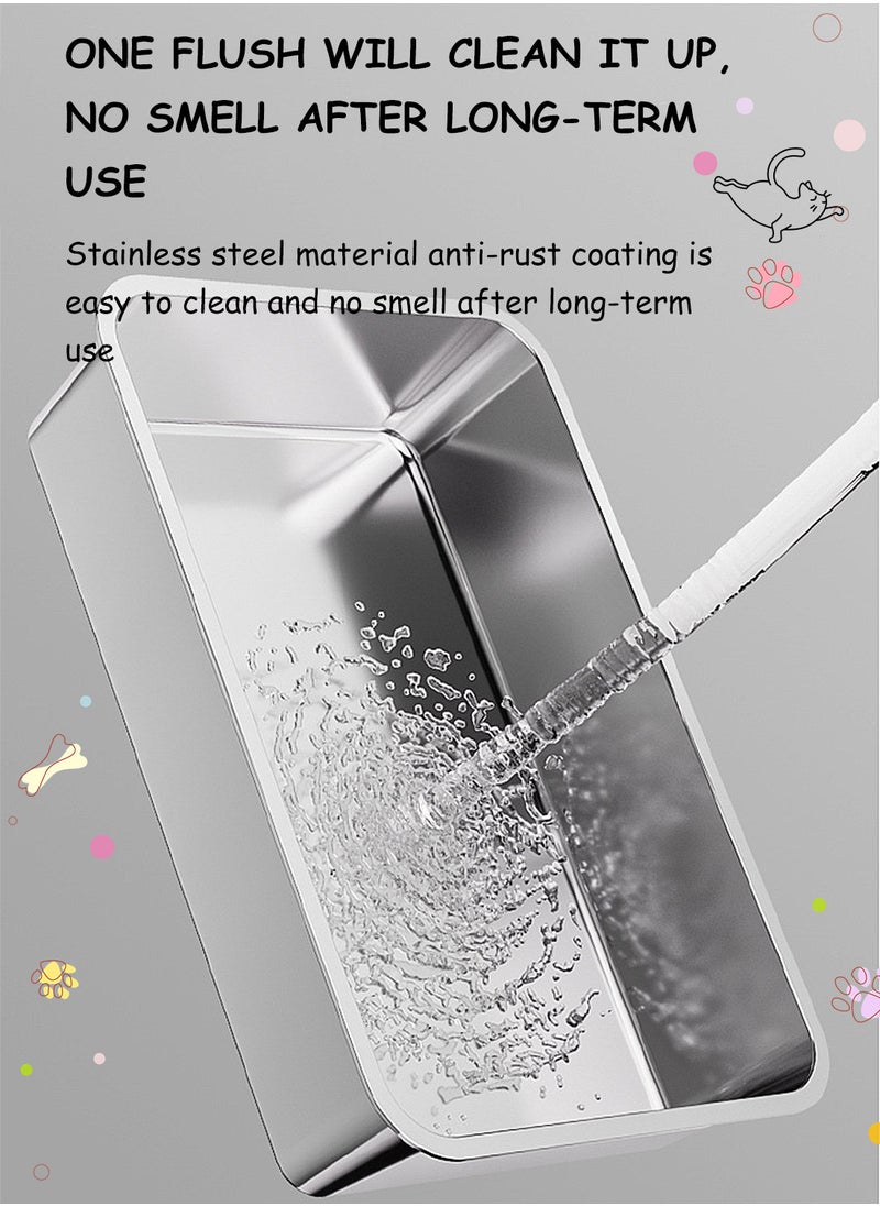 Kidle - Stainless Steel Cat Litter Box Metal Cat Litter Box Tray with High Wall Sides Easy to Clean - Image 1