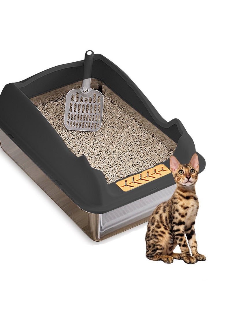 Kidle - Stainless Steel Cat Litter Box Metal Cat Litter Box Tray with High Wall Sides Easy to Clean - Image 1