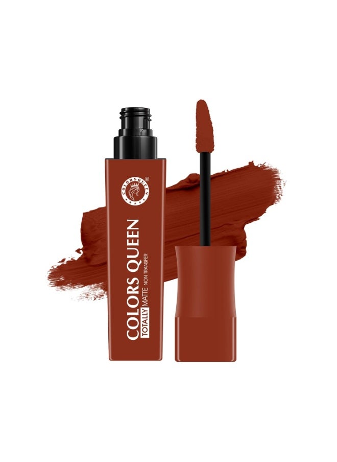 COLORS QUEEN Totally Matte Liquid Lipstick Intense Color Payoff Lightweight Comfortable One Swipe Long Lasting Non Transfer Women 17 - Dob Net 7.5g  - Image 1