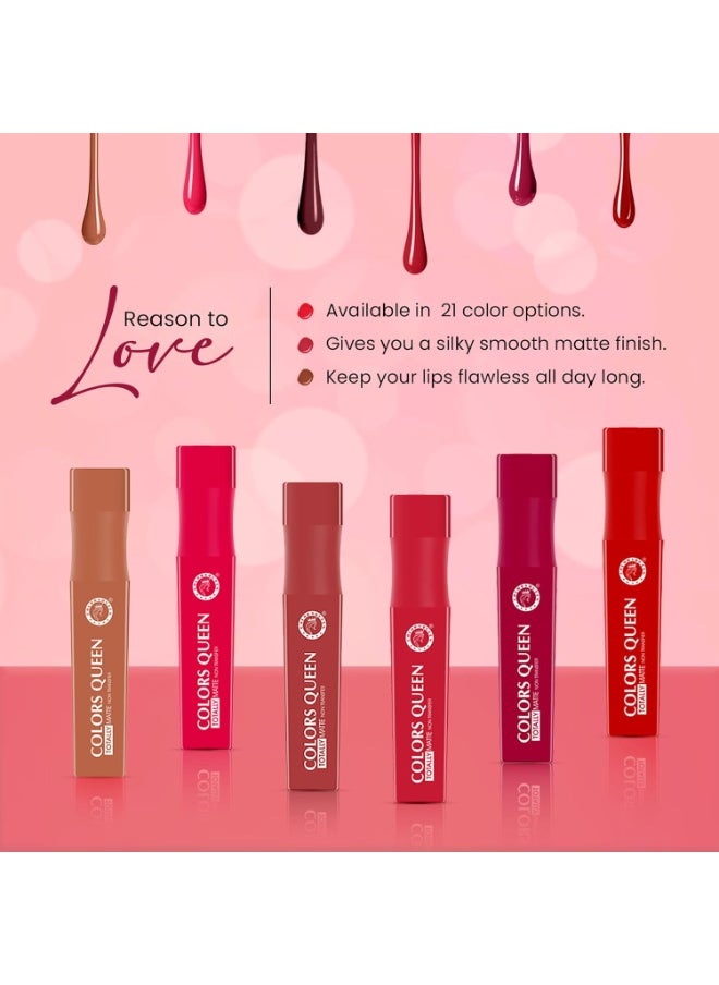 COLORS QUEEN Totally Matte Liquid Lipstick Intense Color Payoff Lightweight Comfortable One Swipe Long Lasting Non Transfer Women 17 - Dob Net 7.5g  - Image 4