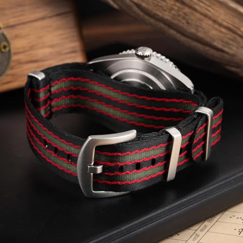 watchdives Nylon Watch Band 18mm 20mm 22mm Multicolor Replacement Watch Straps for Men Women (Black Red Green, 20mm) - Image 5