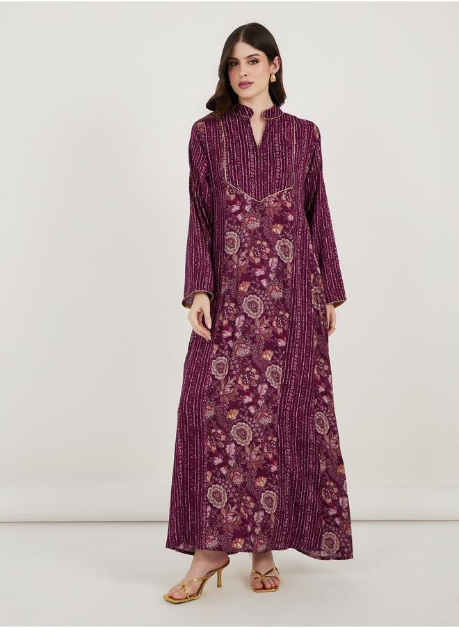 Maxim Creation Maxim Creation Floral Print Collared Kaftan  - Image 4