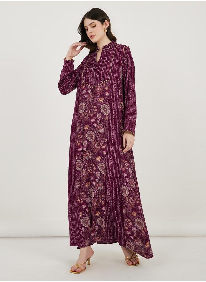 Maxim Creation Maxim Creation Floral Print Collared Kaftan  - Image 1