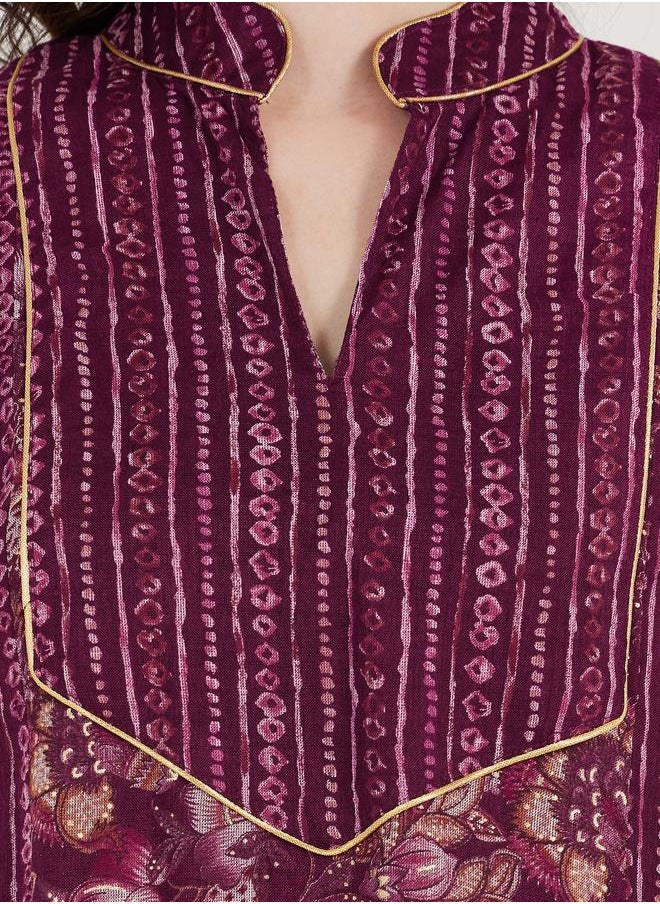 Maxim Creation Maxim Creation Floral Print Collared Kaftan  - Image 3