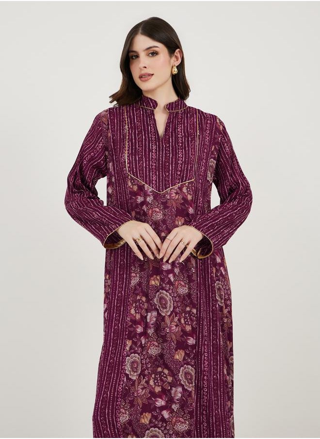Maxim Creation Maxim Creation Floral Print Collared Kaftan  - Image 2