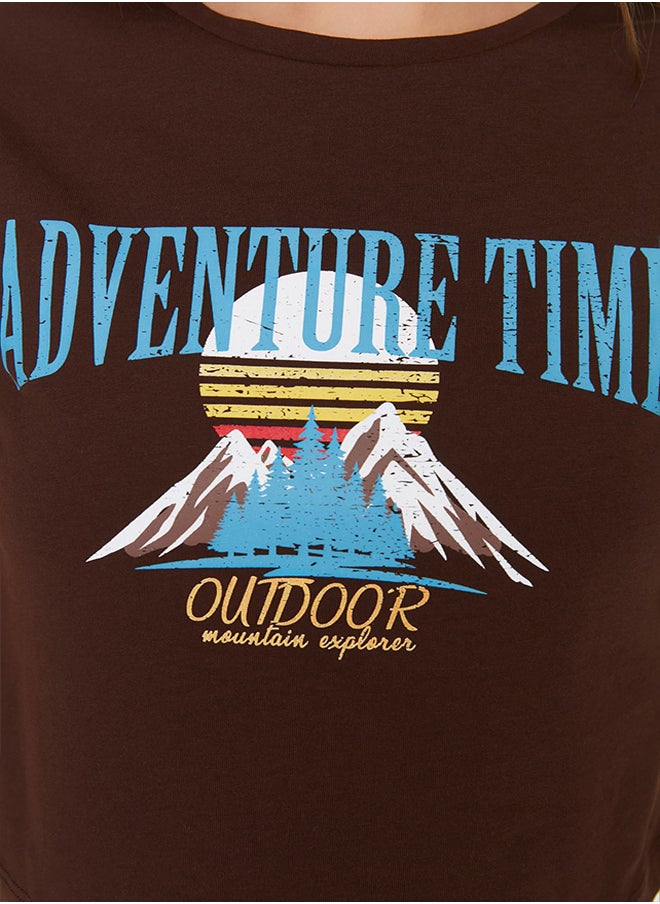 trendyol - T-Shirt - Brown - Crop - Image 1