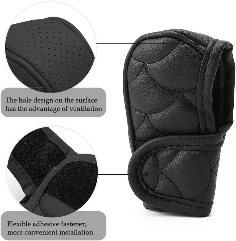 Leather Gear Shift Cover with Breathable Design,Fashionable Shift Knob Cover for Car Decor,Universal Car Accessories Interior Gear Shift Knob Cover Protect Shift Knob (Black) - Image 3