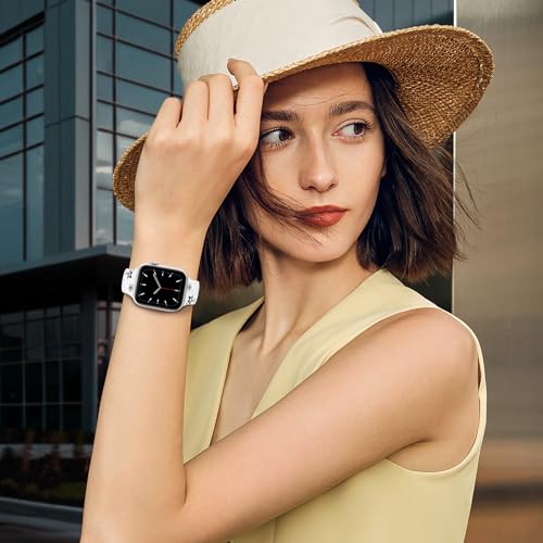 SuperNaNa Floral Engraved Bands Compatible with Apple Watch Band 41mm 40mm 44mm 45mm 42mm 38mm 46mm 49mm for Women,Cute Flower iWatch Bands Soft Silicone Sport Strap for iWatch Series SE 10 9 8 7 6 5 4 3 2 1 - Image 4