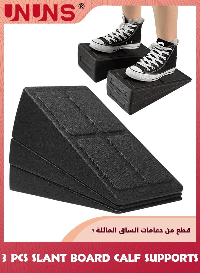 UNUNS كتلة إسفين القرفصاء، 3 قطع نقالة للساق من أجل إسفين القرفصاء، لوح مائل لمنحدر القرفصاء قابل للتعديل غير قابل للانزلاق، موسع للساق للخدمة الشاقة، منصة لوح مائلة للقرفصاء المرتفع ورفع الساق - Image 1