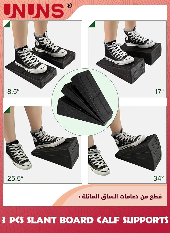 UNUNS كتلة إسفين القرفصاء، 3 قطع نقالة للساق من أجل إسفين القرفصاء، لوح مائل لمنحدر القرفصاء قابل للتعديل غير قابل للانزلاق، موسع للساق للخدمة الشاقة، منصة لوح مائلة للقرفصاء المرتفع ورفع الساق - Image 2