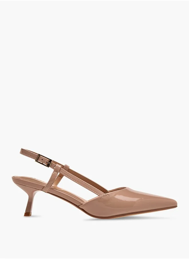 Celeste Women's Pointed Toe Slingback Shoes with Kitten Heels and Buckle Closure Ramadan Collection
