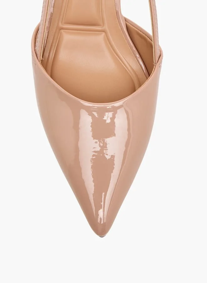 Celeste NUDE Women's Pointed Toe Slingback Shoes with Kitten Heels and Buckle Closure for Women | Best Price UAE