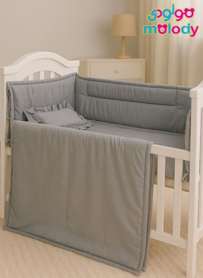 مولودي حاجز سرير أطفال مع مفرش كامل 7 قطع – حماية وأمان للمواليد – مقاس 120×60 - Image 2
