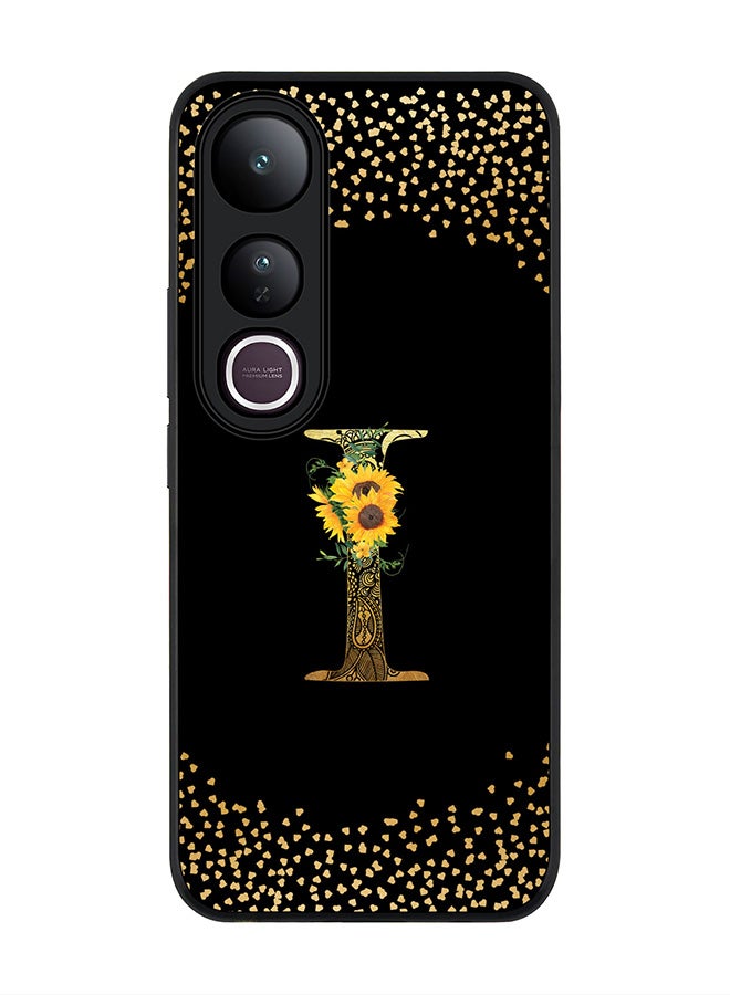 Stylizedd For vivo V50 Lite Case,Slim fit Camera Protection, Shockproof Thin Phone cover  - Custom Floral Monogram - I ( Black )