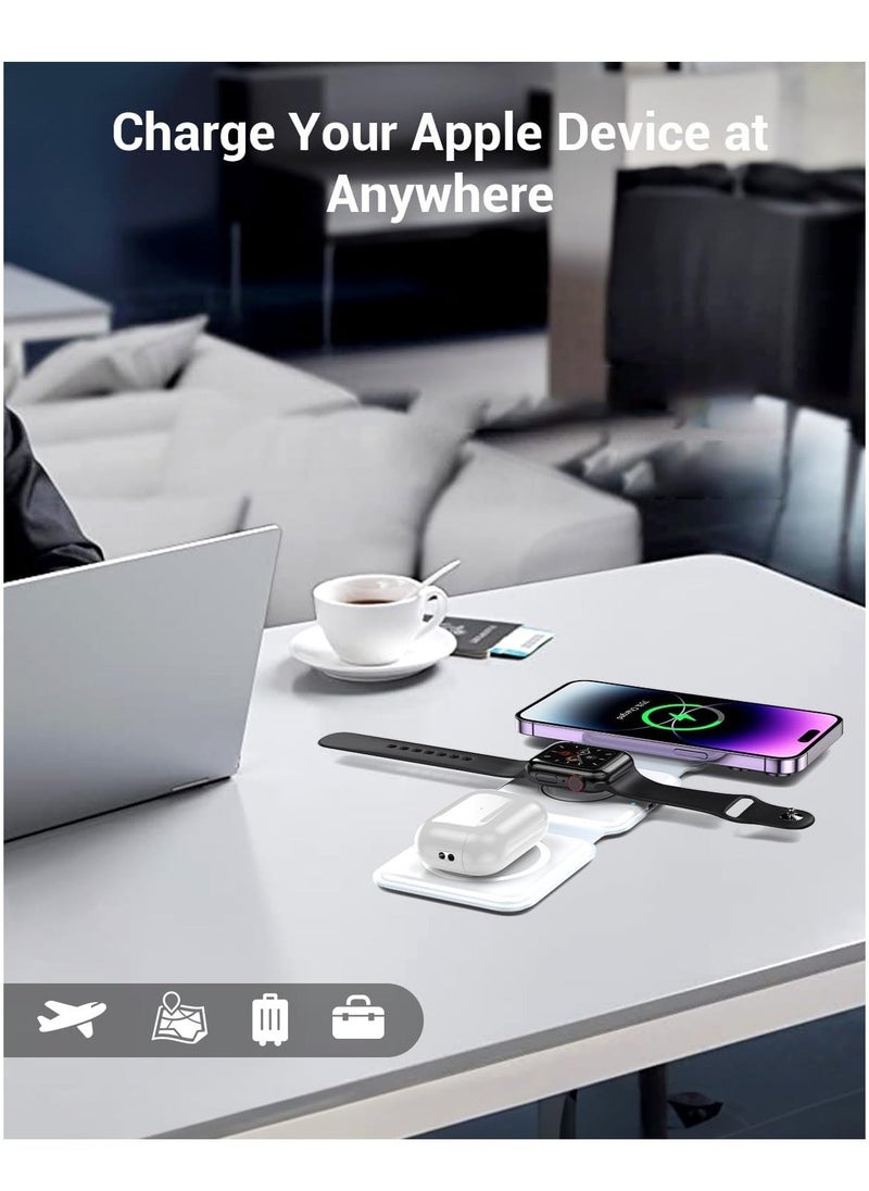 ELTRAZONE Wireless Charger 3-in-1 Magnetic Foldable Charging Station | Fast Wireless Charging for iPhone 13/12/11 Pro Max/X/Xs Max/8/8 Plus, AirPods 3/2/Pro, iWatch Series 7/6/5/SE/4/3/2, Samsung Phones (White), USB-C  - Image 4