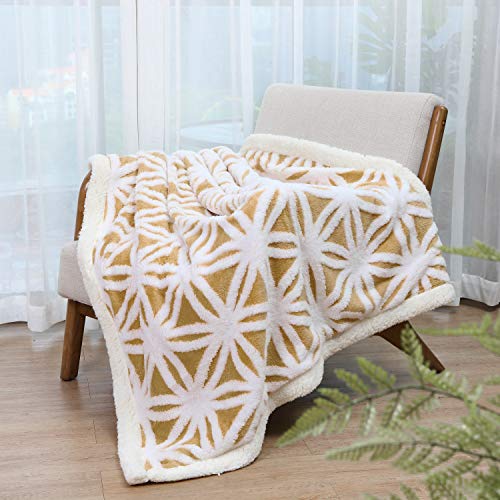 LOMAO Sherpa Fleece Blanket Fuzzy Soft Throw Blanket Dual Sided Blanket for Couch Sofa Bed (Yellow, 71''x80'') - Image 2