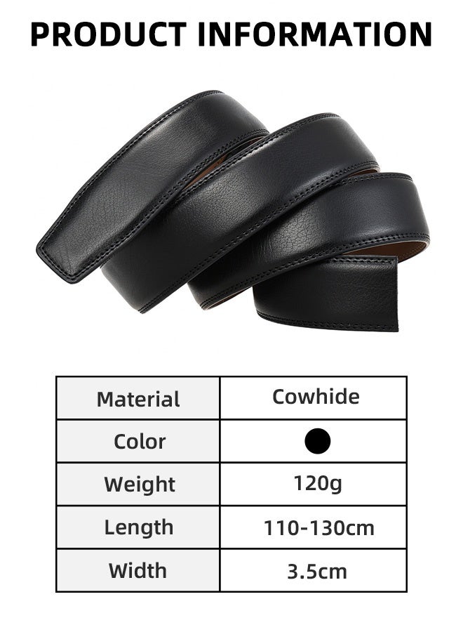 حزام رجالي مزود بسقاطة، حزام بديل بدون مشبك، بطول 35 مم فقط، قابل للاستبدال بإبزيم بطول 40 مم (أسود)