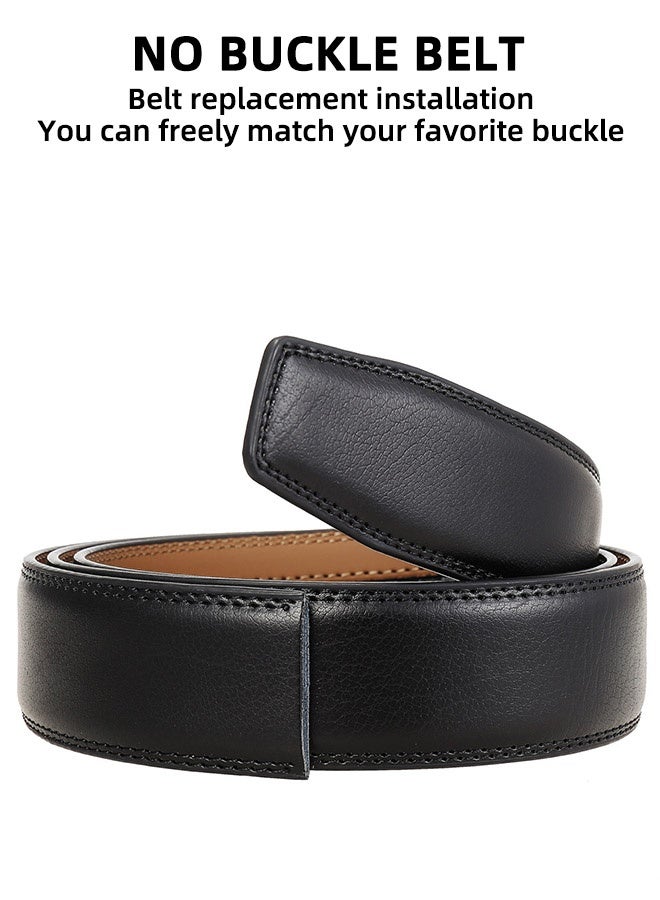 حزام رجالي مزود بسقاطة، حزام بديل بدون مشبك، بطول 35 مم فقط، قابل للاستبدال بإبزيم بطول 40 مم (أسود)