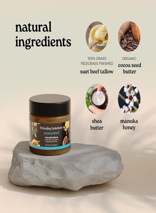 Healing Solutions - Beef Tallow and Honey Balm for Face (1.8oz, 100% Grass Fed/Grass Finished Beef Tallow with Manuka Honey for Skin, Made in USA, Unscented All Natural Moisturizing Skincare - Image 3