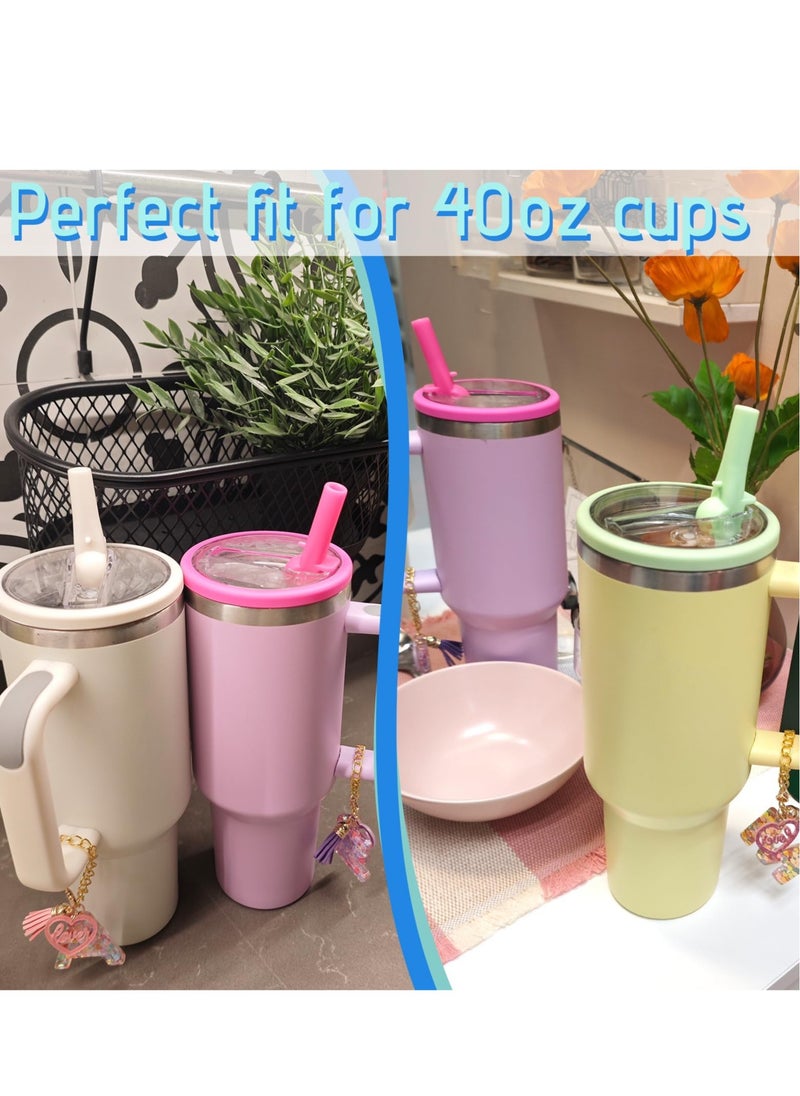 Generic - 2 Pack 40 Oz Tumbler Flip Straw Lid Replacement Fit For Stanley Quencher Spill Proof Splash Resistant Tumbler Lids Reusable Tumbler Cover For Stanley Cup White - Image 1