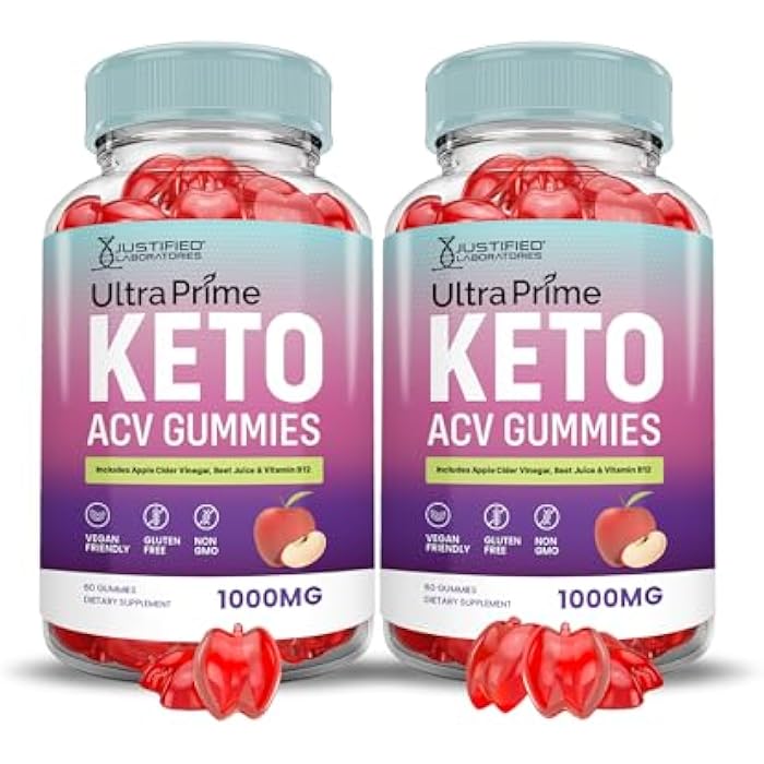 Justified Laboratories (2 Pack) Ultra Prime Keto ACV Gummies Advanced Formula 1000MG UltraPrime Keto Gummies Apple Cider Vinegar Formulated with Pomegranate Beet Juice Powder B12 Vegan Non GMO 120 Gummys - Image 1