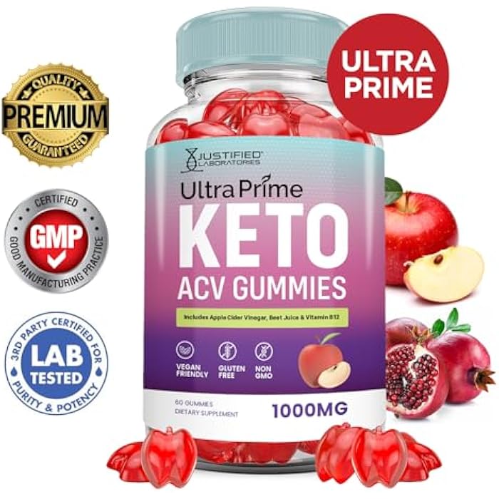 Justified Laboratories (2 Pack) Ultra Prime Keto ACV Gummies Advanced Formula 1000MG UltraPrime Keto Gummies Apple Cider Vinegar Formulated with Pomegranate Beet Juice Powder B12 Vegan Non GMO 120 Gummys - Image 2