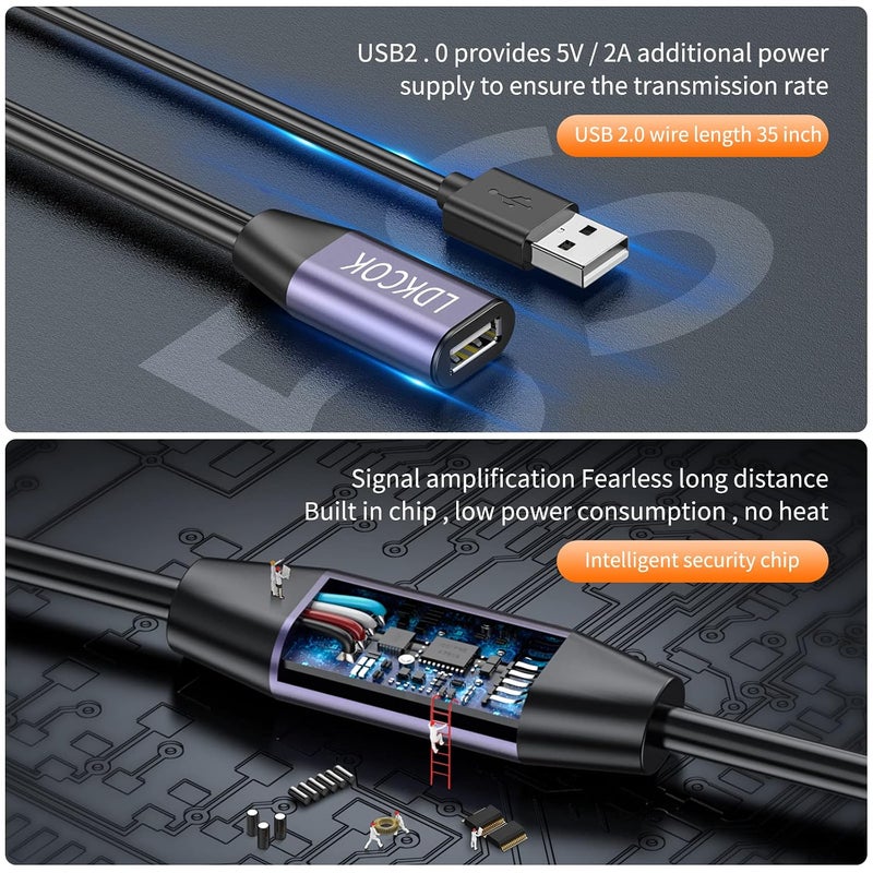 كابل تمديد نشط من USB 2.0 من نوع A ذكر إلى أنثى بطول 75 قدم، سرعة عالية 480 ميجابت في الثانية - Image 3