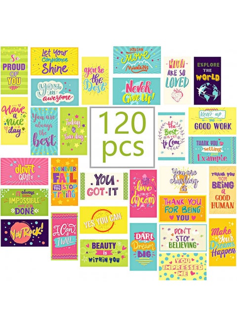 Outus 120 Pcs Motivational Encouragement Quote Cards Inspirational Kindness Appreciation Gratitude Business Cards Encouragement Mini Note Cards for Student Kids Teachers, 30 Styles (Fresh Style)