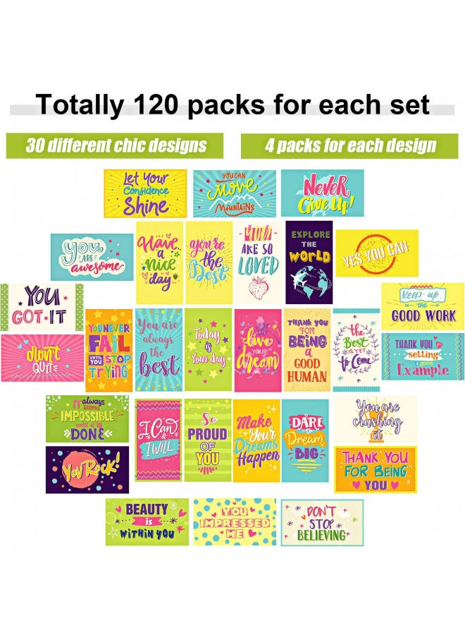 Outus 120 Pcs Motivational Encouragement Quote Cards Inspirational Kindness Appreciation Gratitude Business Cards Encouragement Mini Note Cards for Student Kids Teachers, 30 Styles (Fresh Style)