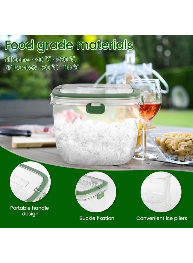 Portable 5L Clear Ice Cube Storage Bin with Lid & Tongs - Freezer-Safe Container for Camping, Parties, Bars  - Image 3