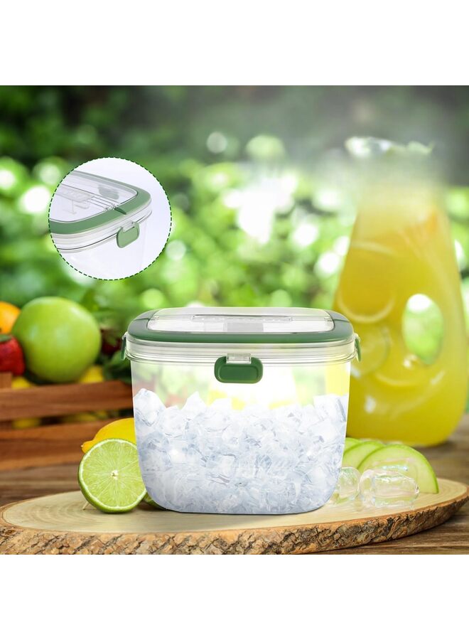 Portable 5L Clear Ice Cube Storage Bin with Lid & Tongs - Freezer-Safe Container for Camping, Parties, Bars  - Image 1