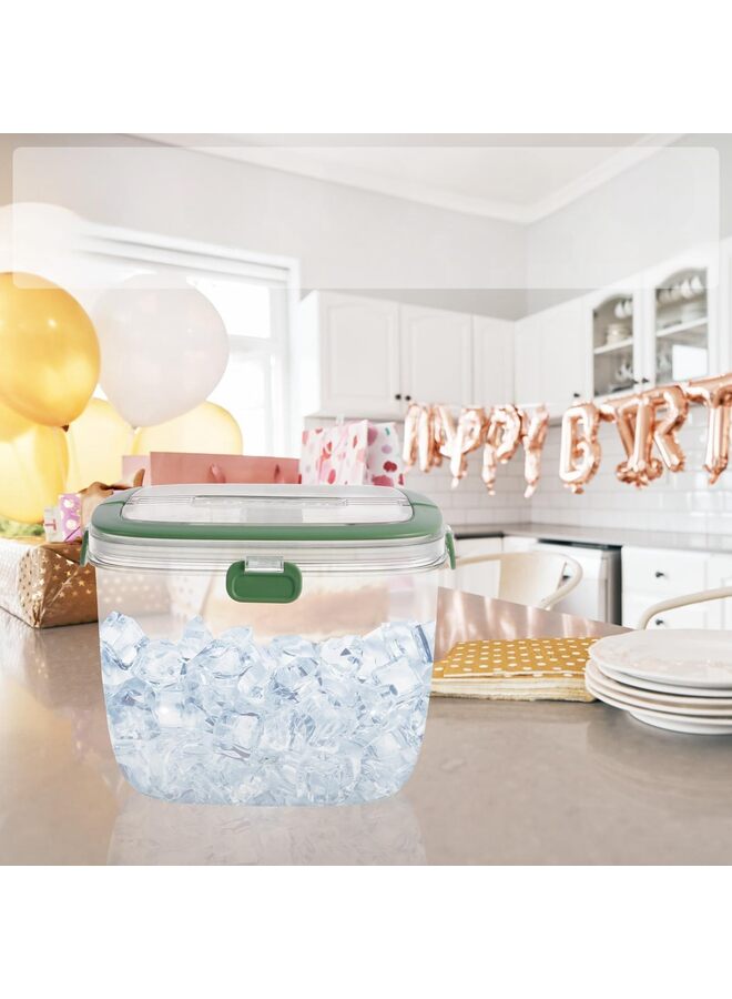 Portable 5L Clear Ice Cube Storage Bin with Lid & Tongs - Freezer-Safe Container for Camping, Parties, Bars  - Image 4
