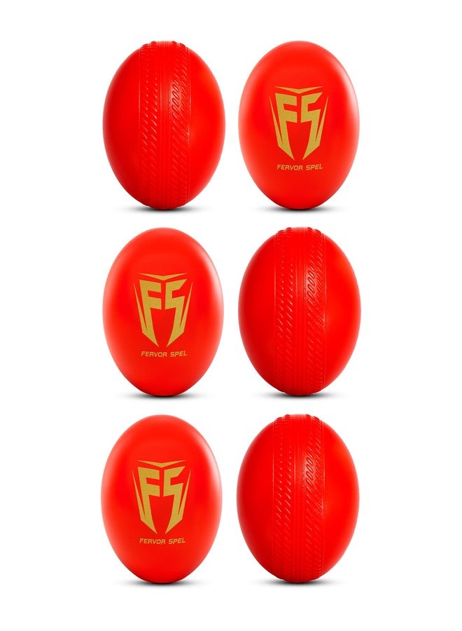 Fervor Spel FS Non Toxic Plastic Cricket Ball Red - Indoor and Outdoor Cricket Game, Heavy Plastic Ball for Cricket Drills and Bounce Practice (Pack of 6 | 80gm Per Ball, Red) - Image 1
