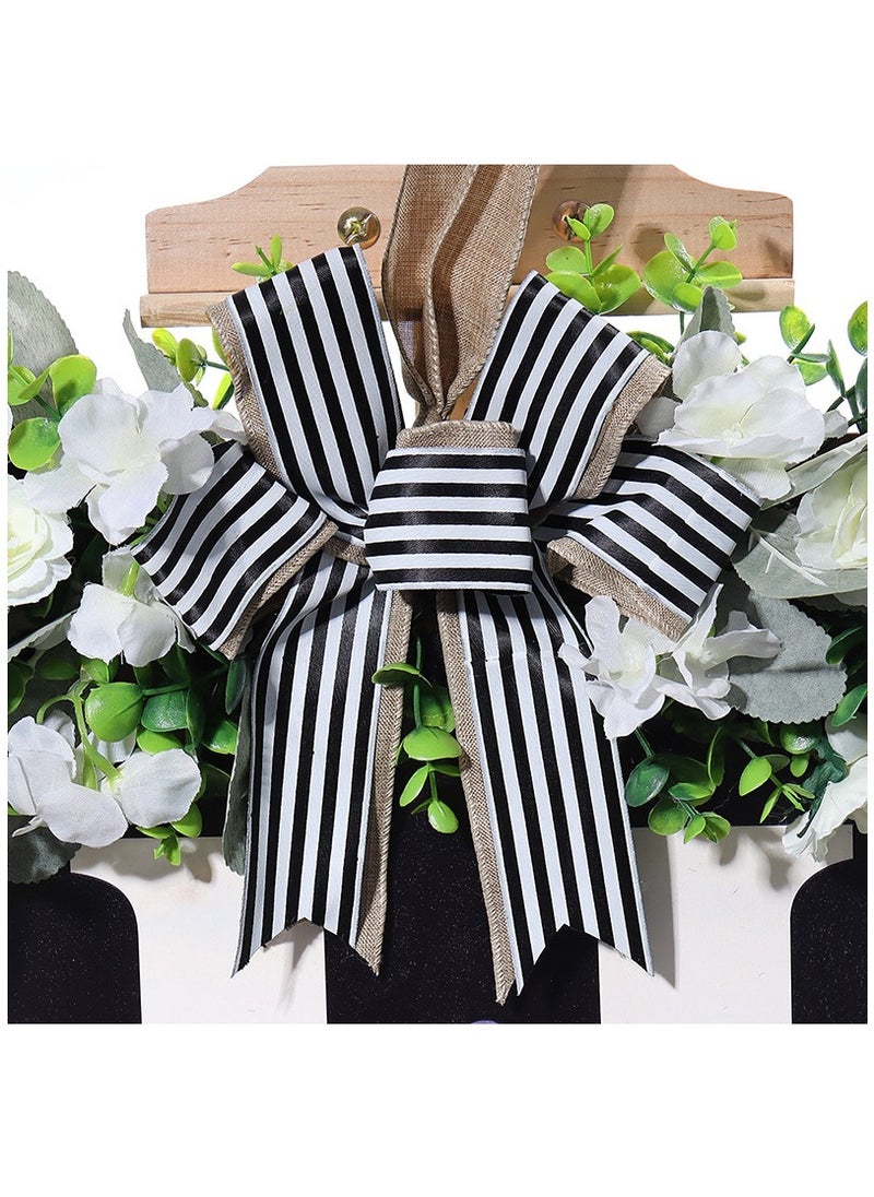 Y&D - Welcome Sign Creative Bowknot Letter Wreath In Front Of The Door Outdoor Decoration Props For The Courtyard 30x35CM - Image 1