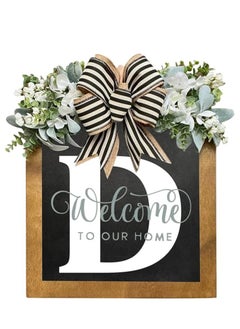 Welcome Sign Creative Bowknot Letter Wreath In Front Of The Door Outdoor Decoration Props For The Courtyard 30x35CM
