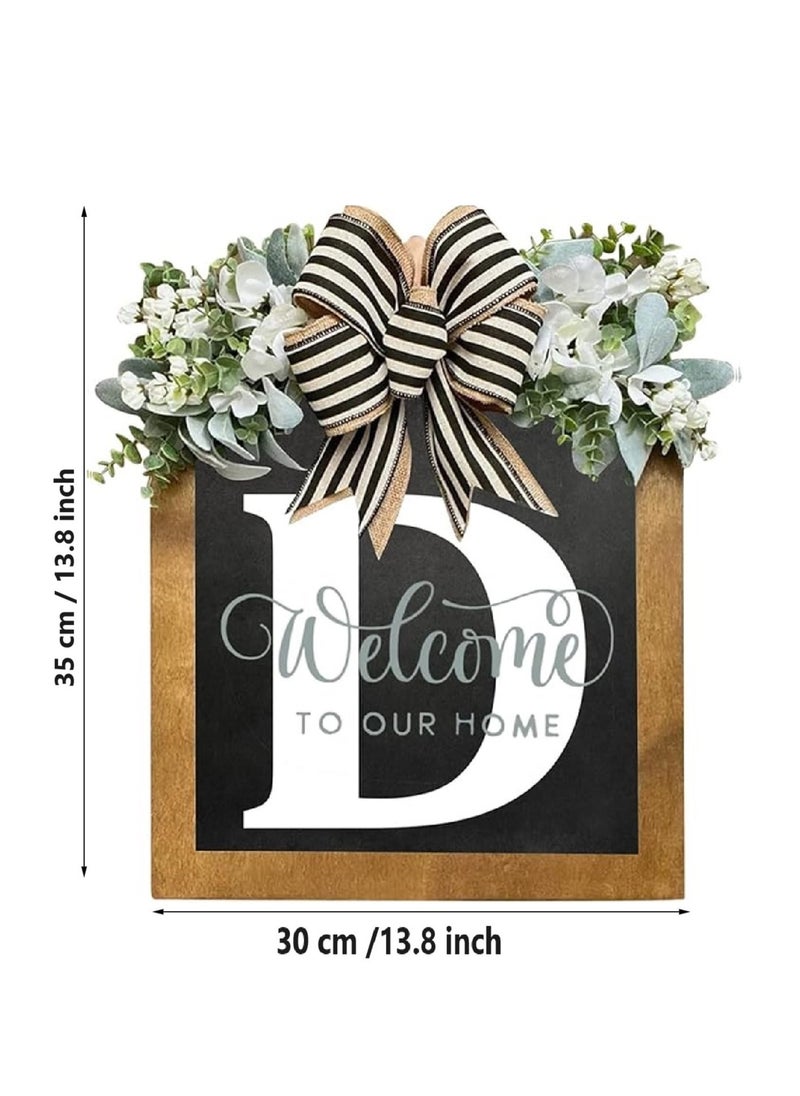 Y&D - Welcome Sign Creative Bowknot Letter Wreath In Front Of The Door Outdoor Decoration Props For The Courtyard 30x35CM - Image 1