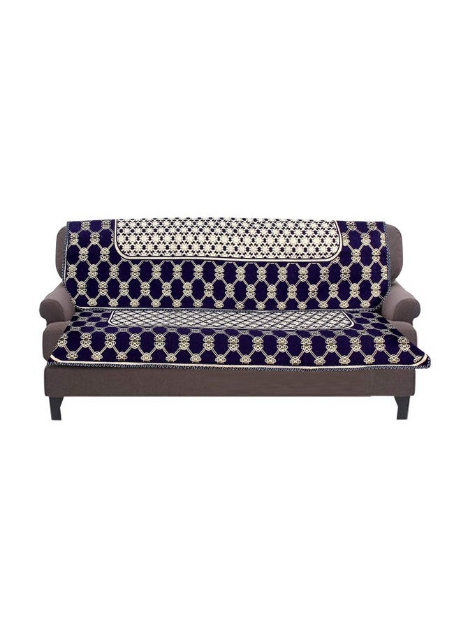 Nendle Cotton Abstract Sofa Covers Set of 3 Seater (Violet, 2 Long Pieces) - Image 1