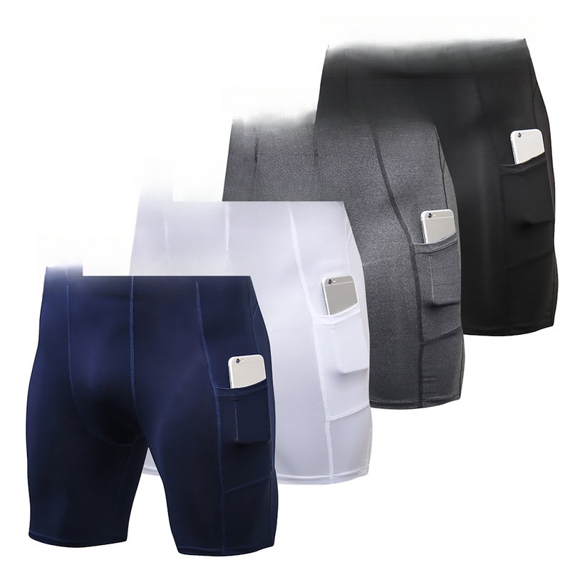 4 Packs Men Compression Shorts Active Workout Underwear with Pocket - Image 1