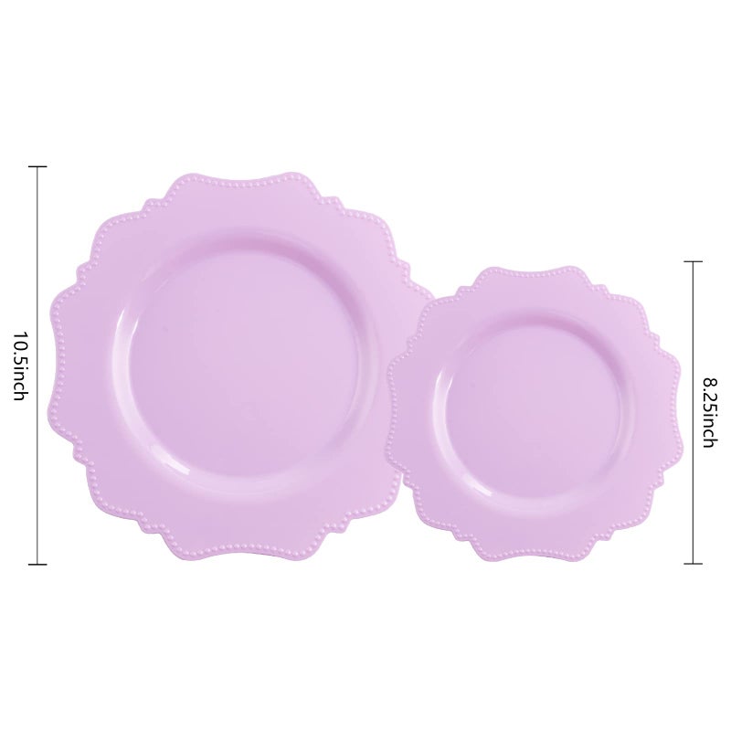COLOSUS Disposable Lavender Purple Plastic Party Plates 60Pcs set Heavy Duty 30 Dinner plate 10.5  and 30 Salad/Dessert Plate 8.25  for Easter day Party Dinner - Image 2
