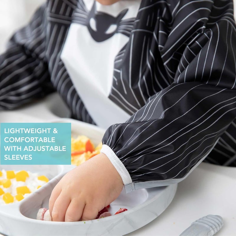 Bumkins Disney Sleeved Bib for Girl or Boy Baby and Toddler for 624 Mos Essential Must Have for Eating Feeding Baby Led Weaning Supplies Long Sleeve Mess Saving Food Catcher Jack Skellington - Image 4