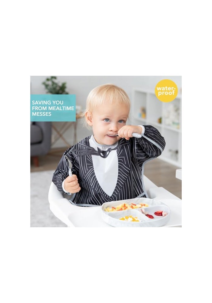 Bumkins Disney Sleeved Bib for Girl or Boy Baby and Toddler for 624 Mos Essential Must Have for Eating Feeding Baby Led Weaning Supplies Long Sleeve Mess Saving Food Catcher Jack Skellington - Image 3
