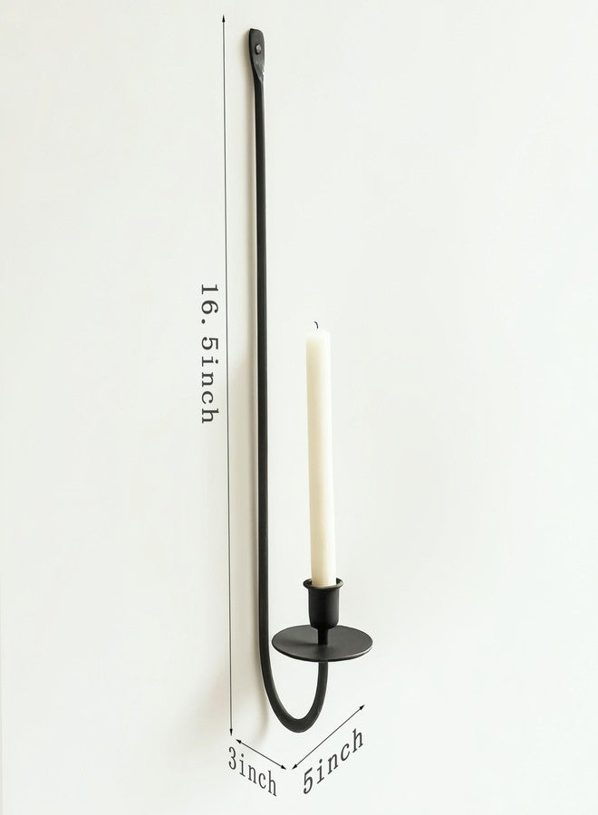 Remenna Metal Wall Candle Sconce Holder Set of 2 Wall Mount Candle Holders Modern Wall Candle Sconces Hanging for Living Room Farmhouse Fireplace Wedding 16.5"×5"×3" (Black) - Image 2