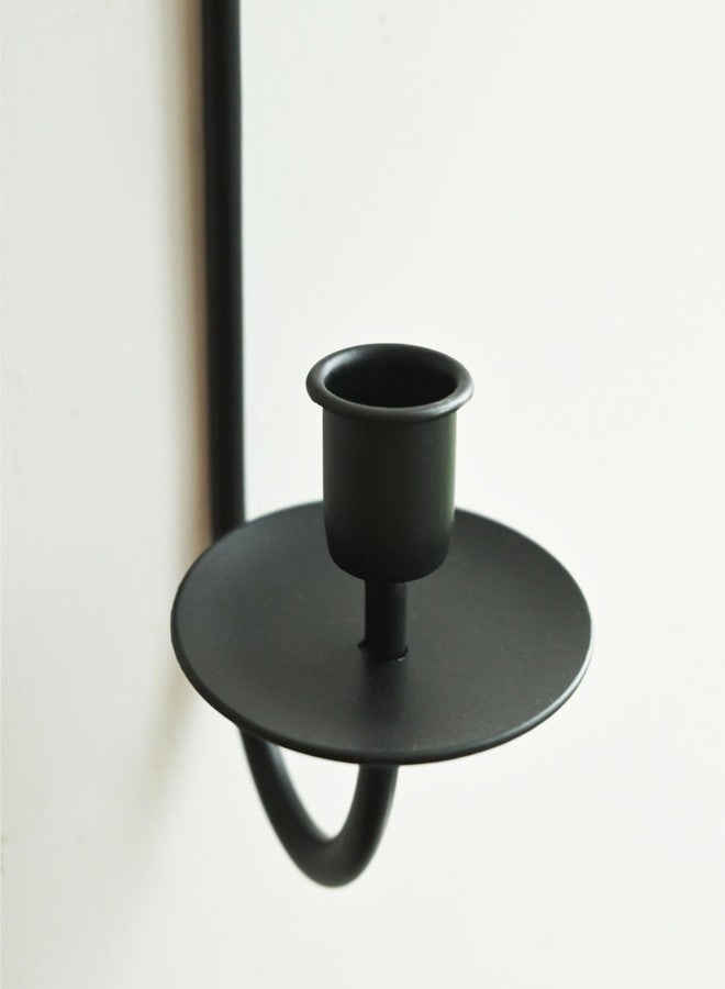 Remenna Metal Wall Candle Sconce Holder Set of 2 Wall Mount Candle Holders Modern Wall Candle Sconces Hanging for Living Room Farmhouse Fireplace Wedding 16.5"×5"×3" (Black) - Image 3
