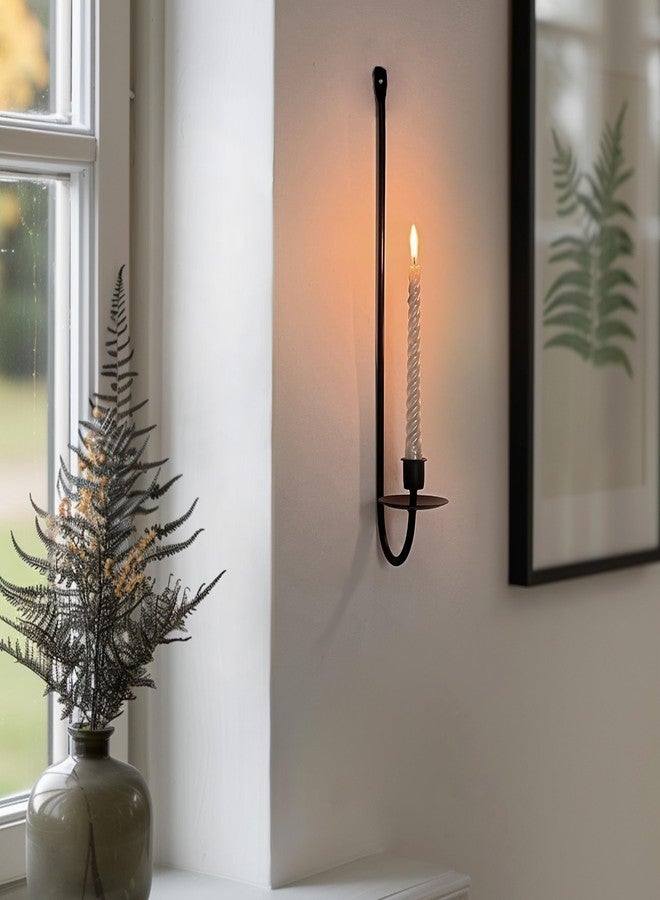 Remenna Metal Wall Candle Sconce Holder Set of 2 Wall Mount Candle Holders Modern Wall Candle Sconces Hanging for Living Room Farmhouse Fireplace Wedding 16.5"×5"×3" (Black) - Image 5