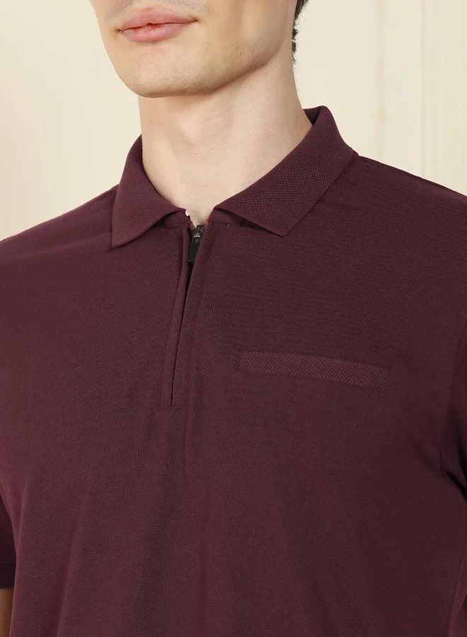 Dennis Lingo Regular Fit Rust Cotton-Poly T-Shirt Polo Neck