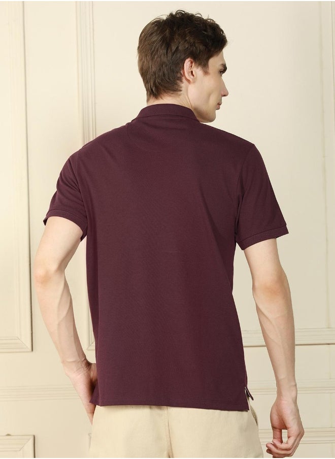 Dennis Lingo Regular Fit Rust Cotton-Poly T-Shirt Polo Neck  - Image 2