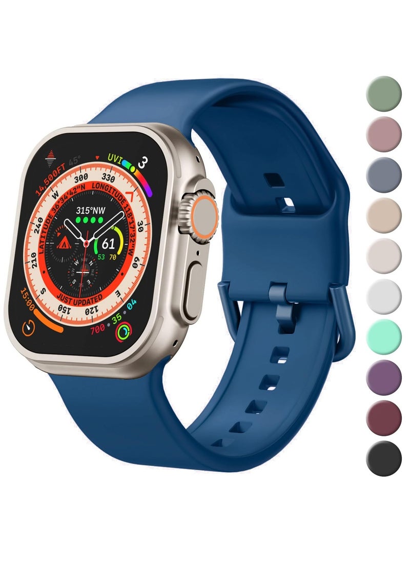 Generic - Sport Band For Apple Watch Ultra Bands 49mm 45mm 44mm 42mm, Soft Silicone Wristband Replacement Strap with Classic Clasp for iWatch Series 9 Ultra2 SE 8 7 6 5 4 3 2 1 for Women Men - Image 1