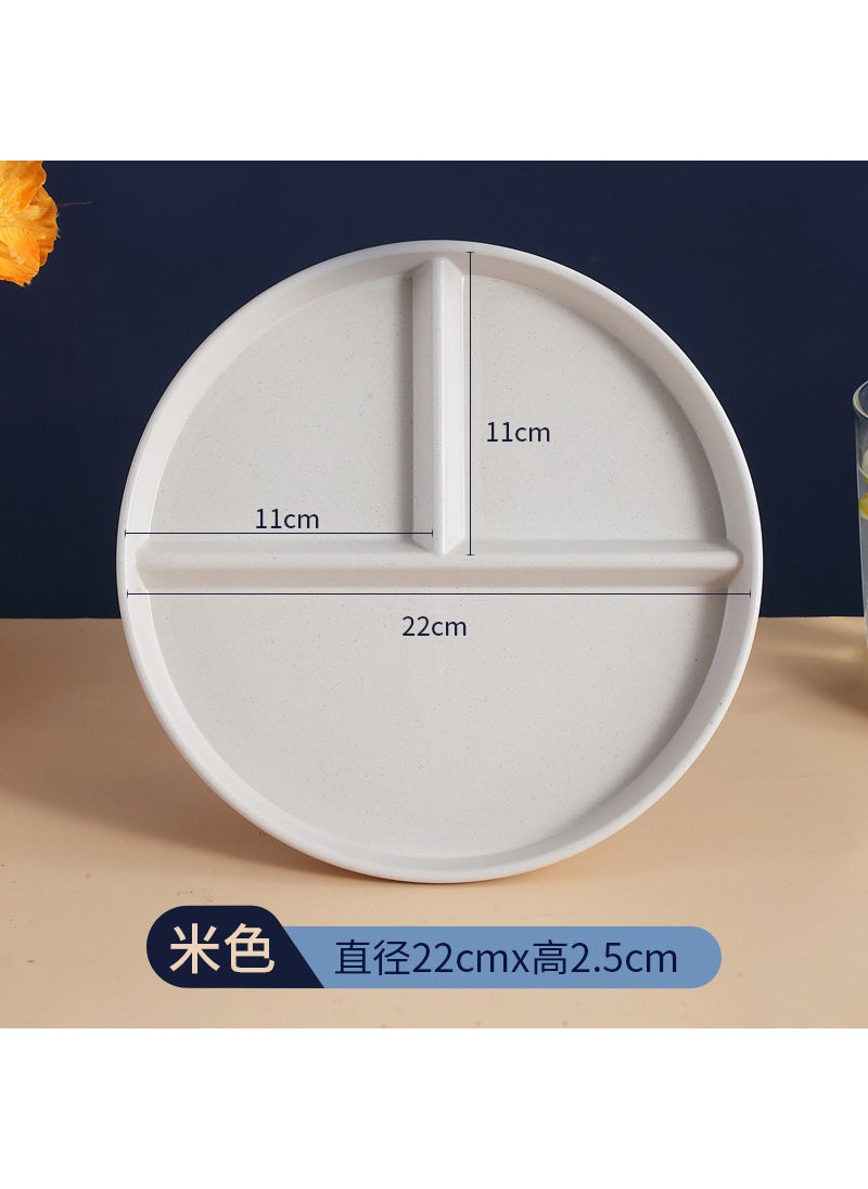 Generic - Divided Plate Fat-reducing Dinner Plate Divided Plate Single-person Meal Quantitative Plate Three-compartment Household Adult Drop-resistant Plastic Plate Round three-grid disc [dark green]-naked - Image 1