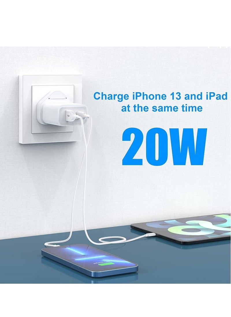 Generic - 20W USB C Fast Charger for Samsung Galaxy A13/ A14/ A51/M13; Xiaomi Redmi 10 2022/10 /10C 4G/ 10 Power; Google Pixel 7, Dual Port Type-C QC3.0 Wall Adapter - Image 1