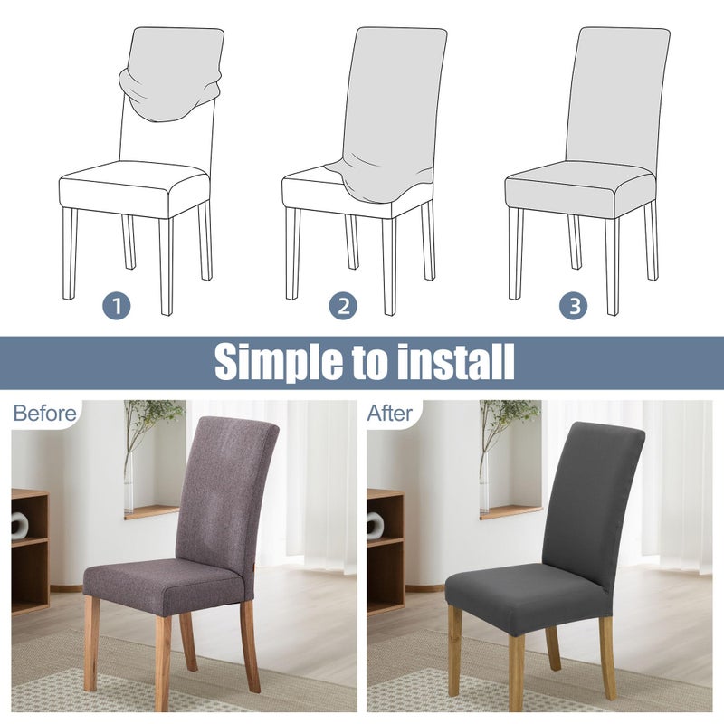 BIETYONE Chair Covers,Dining Room Chair Covers Set of 6,Stretch Kitchen Chair Cover,Washable Dining Chair Cover,Parsons Chair Slipcovers Protective,for Home,Restaurant,Banquet - Image 4